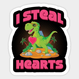 I Steal Hearts Valentines Day Dinosaur T-Rex Sticker